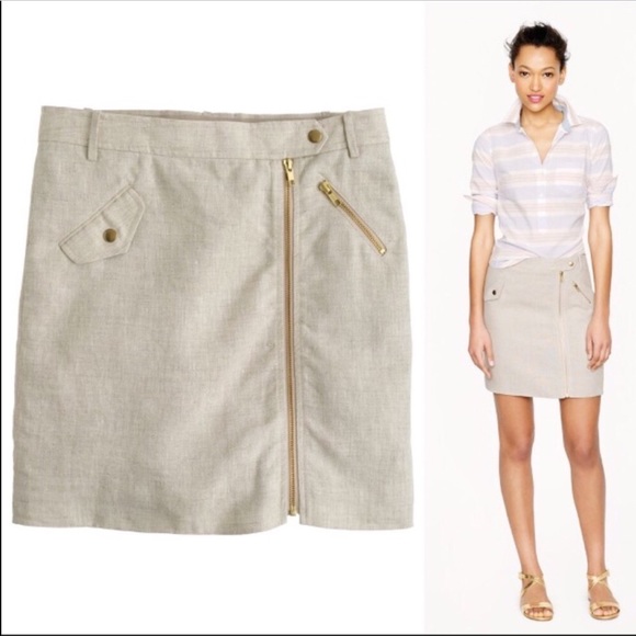 JCrew Linen Zippered Skirt - Picture 2 of 8